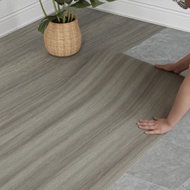 WIFEA Vinyl Flooring Roll 15.7"x393.7"/43 Sq.Ft, Wood Grain Self-Adhesive Vinyl Floor Tiles Wear-Resistant and Waterproof for Bedroom, Living Room, Office, Balcony, RV, Smoke Gray