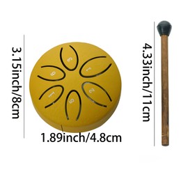 RUIFEN Ethereal Drum, 3 Inch 6 Notes Hand Drum, Golden Rain Drum, Mini Chakra Drum, Small Steel Tongue Drum For Sound Bath, Meditation, Stress Relief. (Gold, 3.15×3.15×1.89inch)