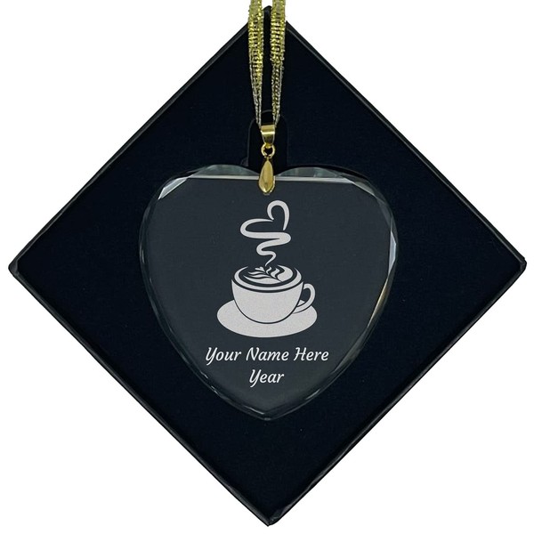 LaserGram Personalized Glass Christmas Ornament,Cup of Coffee, Custom Laser Engraved