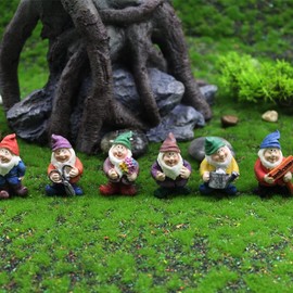 Comphic 7 Pieces Gnomes Fairy Resin Statues Mini Garden Statues Decoration Tale Statue for Holiday Festival Decoration