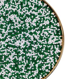 NIPEOR Chrismas Nonpareils Sprinkles 130g/4.6oz, White Green Edible Pearl Sprinkles for Cake Decorations, Baking, Ice Cream, Cookies, Cupcake Topper Edible Pearls Sprinkles Sugar Pearls for Cake Decorating (2mm Greenery)
