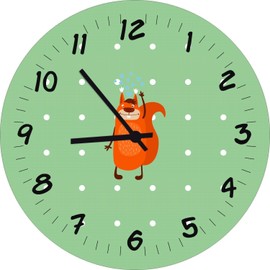 Shirtinstyle Kinderzimmeruhr mit Tiermotiv Eichhörnchen mit Wunschnamen Geschenk Uhr Kinder Handmade Wanduhr Wunschtext Name, 29cm, Farbe Pastellgruen