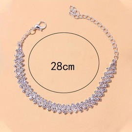 Tennis Anklet for Women Silver Gold Beach Dainty Summer Ankle Bracelet Rhinestone Jewelry (Silver)