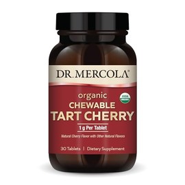 Dr. Mercola Cereza ácida masticable orgánica, 30 porciones (30 cápsulas), sin OGM, sin gluten, sin soja