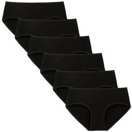 INNERSY Girls Cotton Underwear Teen Comfortable Panties Size 8-16 Briefs 6 Pack(10-12 Years, All Black)