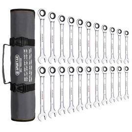 Spurtar 22 Pieces Ratchet Wrenches Set 1/4''-3/4'' & 6-18mm Ratcheting Wrench Set 72 Teeth Combination Wrench Sets CR-V Steel Mirror Finish Ratchet Wrench Set with Portable Carrying Bag