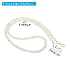 PATIKIL Imitation Pearl Bead Purse Chain Strap 39", Pearl Bag Chain Handbag Clutch Replacement with Metal Buckle for DIY Handbag Wallet Clutch Crafts Making, Light Gold