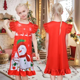 Nidoul 2pcs Girls Nightgowns Christmas Pajamas for Toddler Girls Princess Nightgown Sleepwear for Kids 4T 5T
