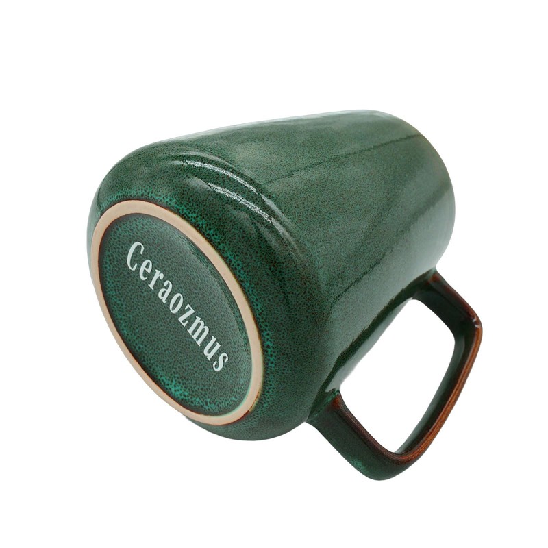 Ceraozmus Large Ceramics Coffee Mugs,24 OZ,With Spoon And Wooden Lid,For