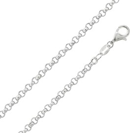 Designer Inspirations Boutique 7.5" Inch Sterling Silver 3.3 mm Wide Round Link Belcher/Rolo Chain Bracelet for Women Ladies Girls - Ideal Charm Bracelet for Clip-On Charms