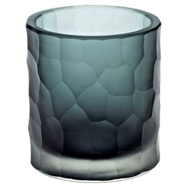 Glass Candleholder, Collection "Moonlight", 19x13 cm, grey, handmade (ART GLASS powered by CRISTALICA)