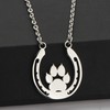 BEKECH Pet Lovers Gift Paw Horseshoe Pendent Necklace Dog Paw