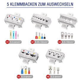 5-Piece Crimping Tool Set - TUBTAP® Crimping Pliers for Insulated & Non-Insulated Cable Lugs, Heat Shrink Tubes, Wire End Ferrules - Crimping Pliers, Wire End Ferrules - with Interchangeable Jaws