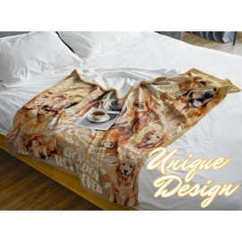 Huglanket Golden Retriever Gifts for Women & Men, Gifts for Golden Retriever Dog Mom & Dad, Blanket for Golden Retriever Lovers and Owners, Flannel Blanket Throw, 65 X 50 Inches - Life is Golden