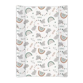 Wedge Changing Mat, Baby Changing Mat, Anti Roll Waterproof Raised Edges Comfortable Cushioned 70 x 50 x 10cm Wipe Clean Material (One Size, Rainbow Cloud Print)