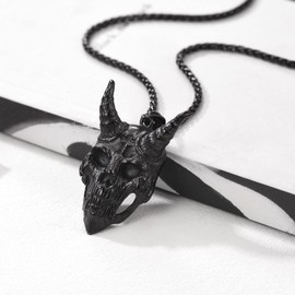 U7 Antique Wiccan Jewelry Black Plated Sigil of Baphomet Goat Head Pendant Necklace for Men Women