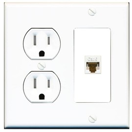 RiteAV 1 Port Cat6 Ethernet Wall Plate Female-Female - Tamper Res Round [White/White]