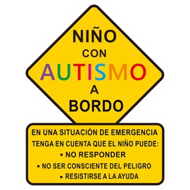 STICKY DUDE Niño con Autismo a Bordo, Calcomania Autismo para Carro, Pegatina para automóvil con autismo en México español, calcomanía para automóvil y camioneta. Alert Responders, 5 pulgadas