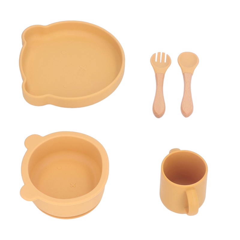 Baby Feeding Set Cute Bear Shape Soft Safe Silicone Toddler