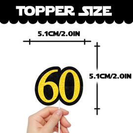 18pcs Black Gold Glitter Dessert Cupcake Pick for Cheer to 60th Years Old Theme Decor Supplies Men Women Happy 60 Birthday Wedding Anniversary Party Decoration