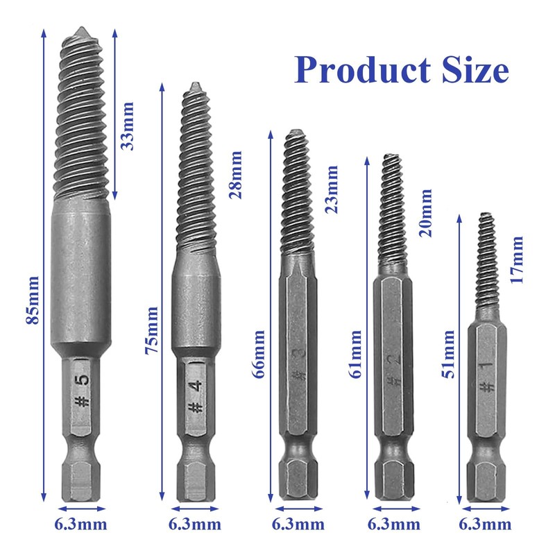 Bamyli 10 Pcs Screw Extractor Set,1/4 Inch Hex Bolt Damaged