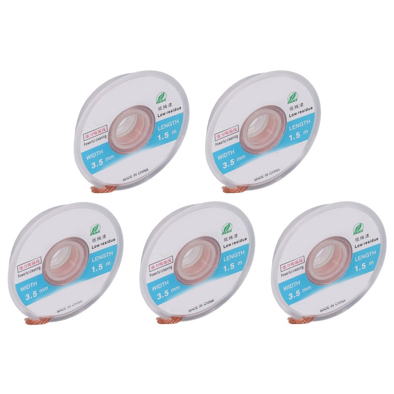 5Pcs Solder Wick Braid Copper 1.5m Length 3.5mm Width Set