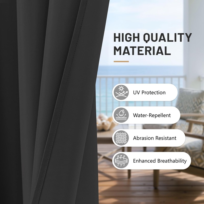 10'X12' Gazebo Curtains Outdoor Waterproof with Hanging Rings, 4-Panel Double