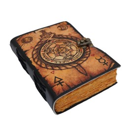ANSAR HANDICRAFTS Blank Spell Book Of Shadows Journal With Lock Clasp Prop Vintage Handmade Leather Diary Embossed Prayer Pagan Antique Witchcraft Wiccan Notebook Daily 7 X 5 Inches