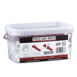 1/32" T-Lock ™ Complete KIT Anti lippage Tile Leveling System by Perfect Level Master ™ 300 spacers & 100 Wedges in Handy Bucket ! Tlock