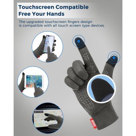 Aegend Lightweight Running Gloves Warm Gloves Mittens Liners Women Men Touch Screen Gloves Cycling Bike Sports Compression Gloves for Winter Early Spring Or Fall, Deep Grey, Small