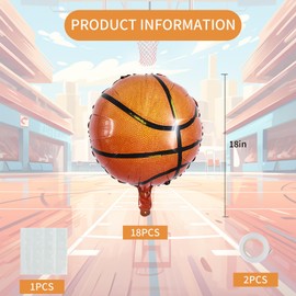 Vuzvuv 18Pcs Basketball Balloons,18 Inch Balloons for Ball Sports Themed Party Decorations Birthday Decor