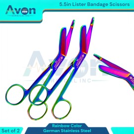 Avon Surgical EMT, Nurse, Paramedic Bandage Shears, 5.5", Rainbow | Stainless Steel 2-PK