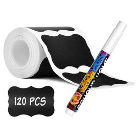 Chalkboard Labels,Removable Labels Reusable Waterproof Mason Jar Labels Stickers for Blackboard Sticker,Mason Jars, Storage, Craft Rooms, Glass Bottle, Store Home & Kitchen (Wavy Shape-120pcs)