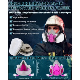 vvuvnem Respirator Mask with Filters, Reusable Respirator Mask for Chemical, Painting, Epoxy Resin, Woodworking