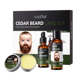 Set De 3 Piezas Cedar Beard Care Para Hombre: Hidratante Par
