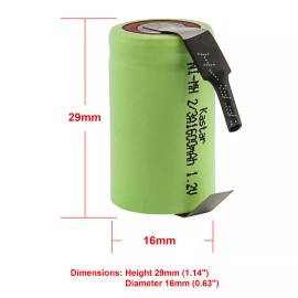 Kastar 2-Pack 2/3A 1600mAh 1.2V Ni-MH Rechargeable Batteries w/ Tabs