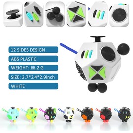 Fidget Dodecagon –12-Side Fidget Toys Cube Relieves Stress and Anxiety Anti Depression Focus Travel Toy Cube for Children and Adults Stocking Stuffers Gifts Idea (A2 White)