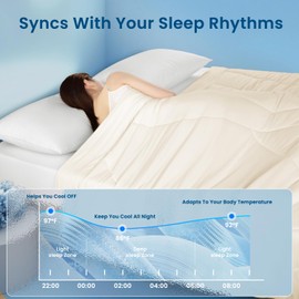 LIANLAM Cooling Comforter Queen Size,NASA-Grade Double-Sided Cool Tech,Q-Max>0.4,Cooling Blankets for Hot Sleepers,Silky Smooth & Lightweight Summer Comforter（Snow Ivory,90"x90"