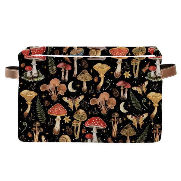 JOPJOLIW Mushroom Rectangle Storage Basket - Mushroom Themed Collection Collapsible