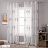 MIULEE 2 Panels Sheer Curtains Grey and White Embroidered Leaves