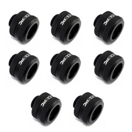 XSPC G1/4" to 10mm ID, 14mm OD Rigid Tubing Fitting, Matte Black, 8-Pack