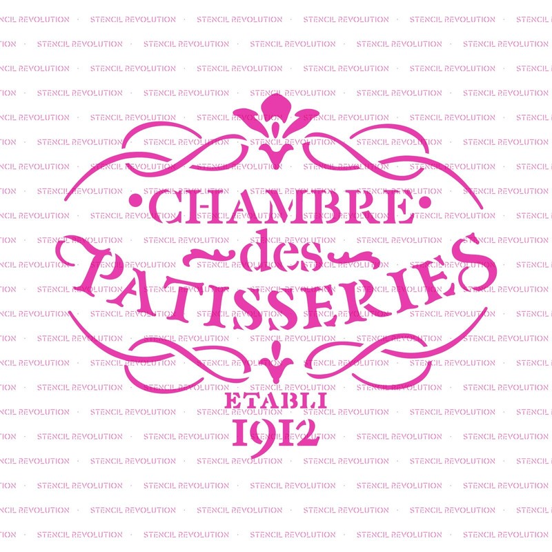 French Label Chambre des Patisseries Stencil Template for Walls and