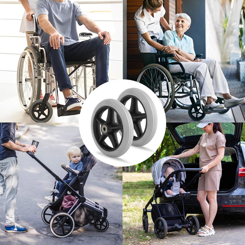 MUXHEL 4 Pcs Walker Wheels Replacement 6 Inch Solid Wheelchair