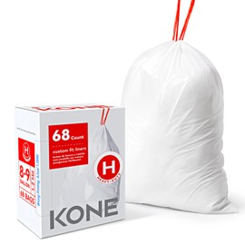 KONE H Trash Bags, 68 Count Compatible with Simplehuman Code H, 1.35 Mil Drawstring Garbage Bags,Heavy Duty Trash Can Custom Fit Liners For Kitchen, Bathroom, Home(30-35 Liter / 8-9 Gallon）