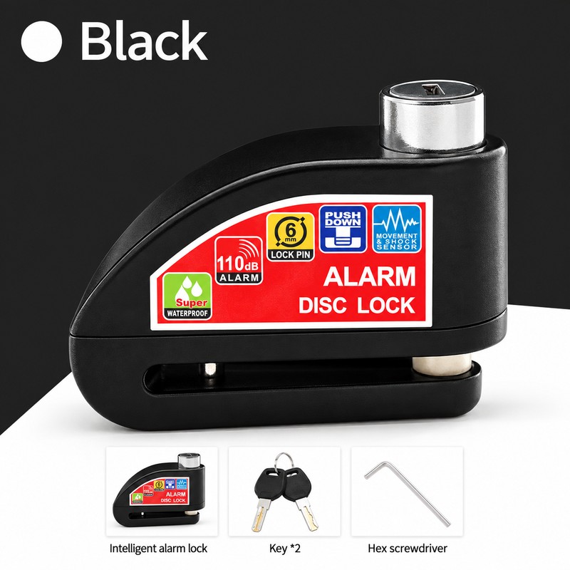 Motorcycle Disc Brake Alarm Lock for Theft Deterrence – 110dB