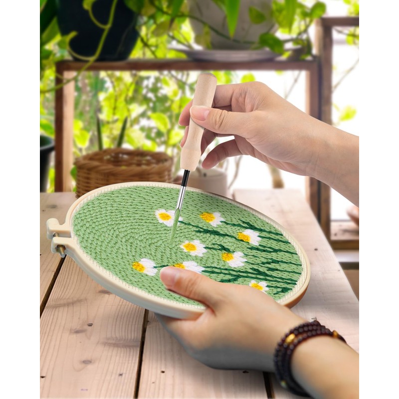 Punch Needle Kit, Daisy Punch Embroidery Kits for Adults Beginner,