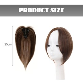 XFSRG Haar Toppers für Frauen With Pony Kurze Perücken Haar Oberkopf Flauschiger Glatter Hair Topper Synthetisches Haar Perücken Cosplay Täglich Party Gebrauch（Schokoladenbraun）