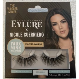 Eylure NICOLE GUERRIERO Faux Flawless Mink Eyelashes Reusable W/Adhesive New