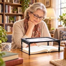 3X Full-Page Magnifier for Reading – Foldable Desktop Design with LED Light for Books and Small Print