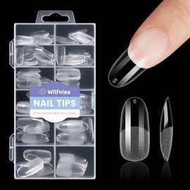 Medium Oval Round Nail Tips: 240Pcs Pre-shaped Full Cover Clear Gel Nails Tip, 12Sizes Acrylic Fake Press on Nail Tips for False Extension Manicure Salon DIY at Home
